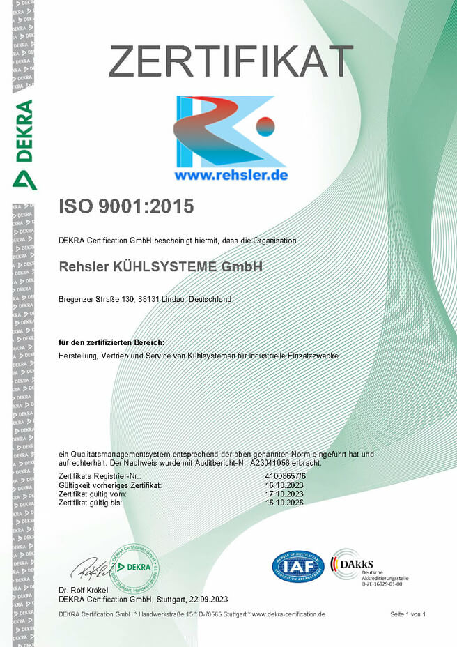 Zertifikat ISO 9001 2015 bis 16.10.2026